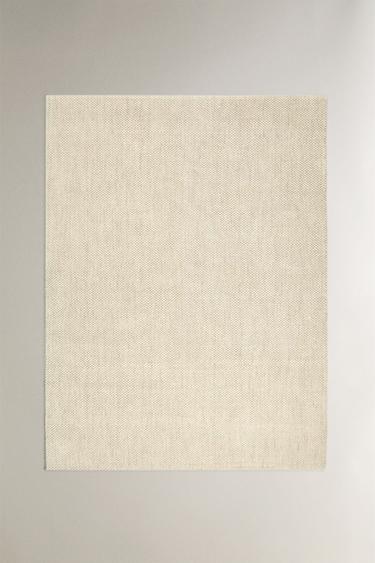 RECTANGULAR DOUBLE BOUCLÉ JUTE RUG - Ecru by Zara