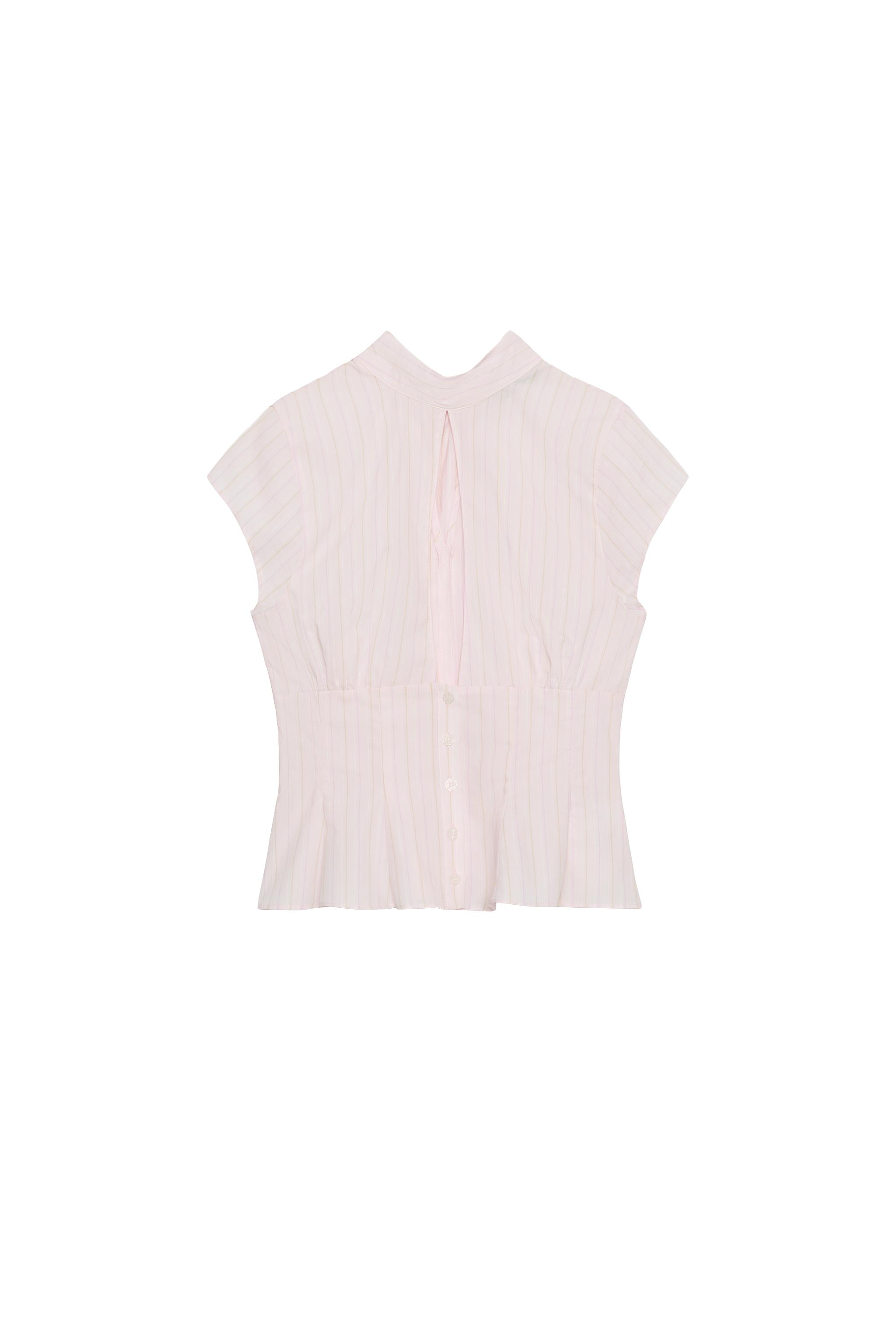 リボン付きポプリンスリットトップス - ピンク/ホワイト | ZARA Japan 