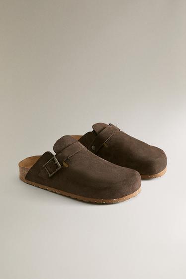 SABOT CUIR BOUCLE DÉTAIL SURPIQÛRE - Marron de Zara - Image 1