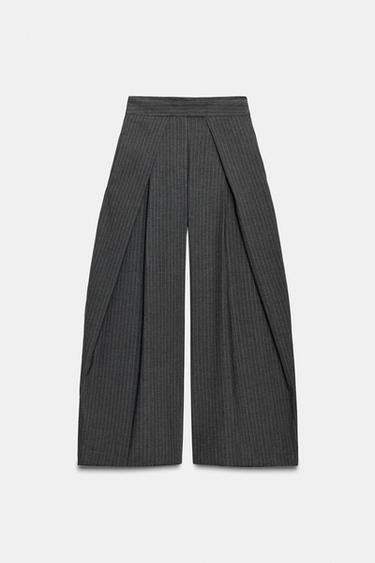 Zara ZW COLLECTION PINSTRIPE PLEATED PANTS - Gray