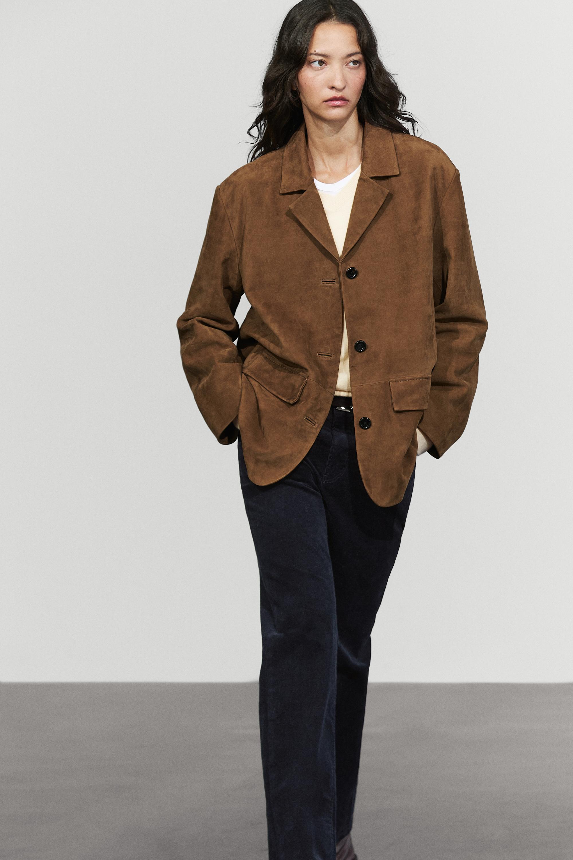 100% Suede lapel blazer - Dark mink | ZARA United States