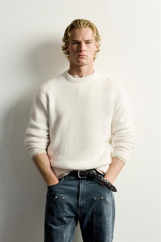 PULL TEXTURÉ AVEC LAINE - Blanc cassé de Zara - Image 1