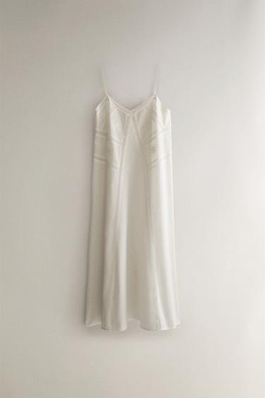 Zara EMBROIDERED NIGHTGOWN - White