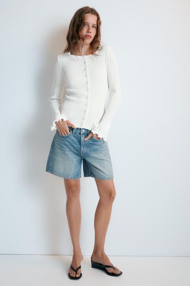 CHAQUETA PUNTO RIB ACABADO ONDULADO - Blanco de Zara - Imagen 0