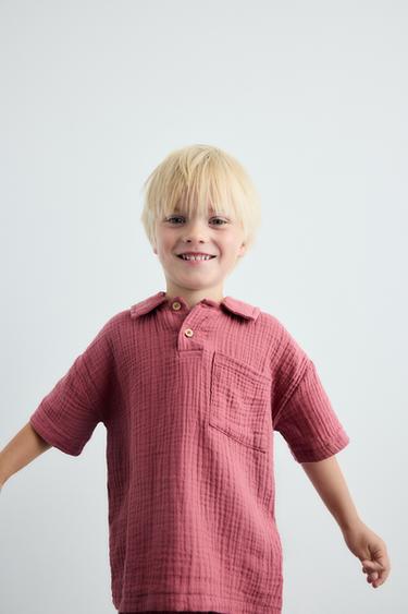 CONJUNTO JOGGING POLO Y BERMUDA TEXTURA - Burgundy de Zara