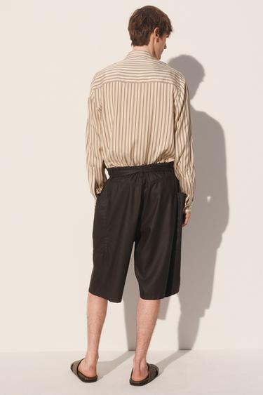 WAXED-EFFECT LYOCELL RELAXED FIT BERMUDA SHORTS - Brown by Zara - Image 2