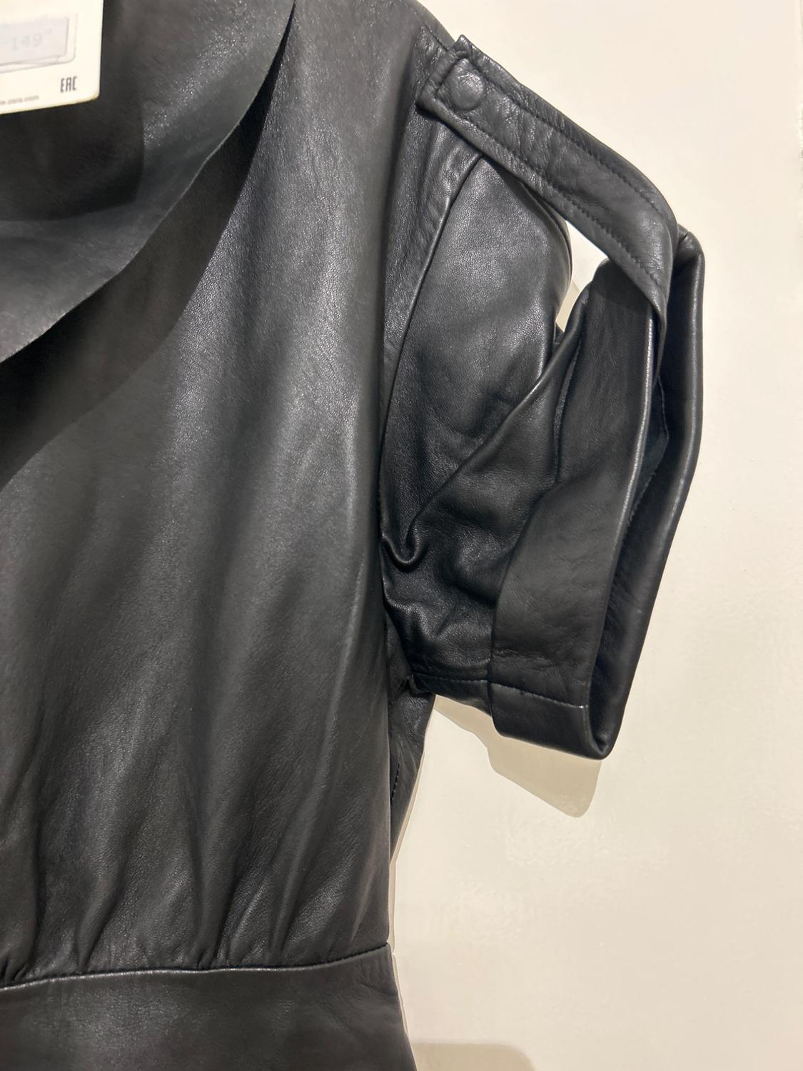 LEATHER DRESS WITH SCARF DETAIL - Image 5