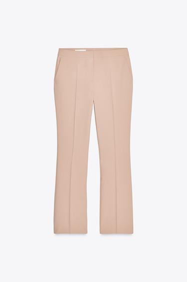 STRAIGHT-CUT MID RISE TROUSERS - camel by Zara