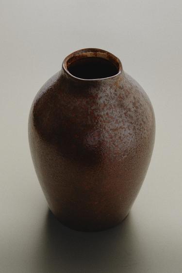 ROUGH-EFFECT CERAMIC VASE - Khaki by Zara