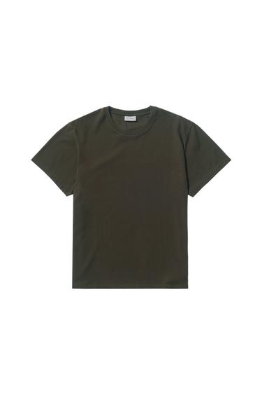 Zara WASHED SLIM FIT T-SHIRT - Black / Brown