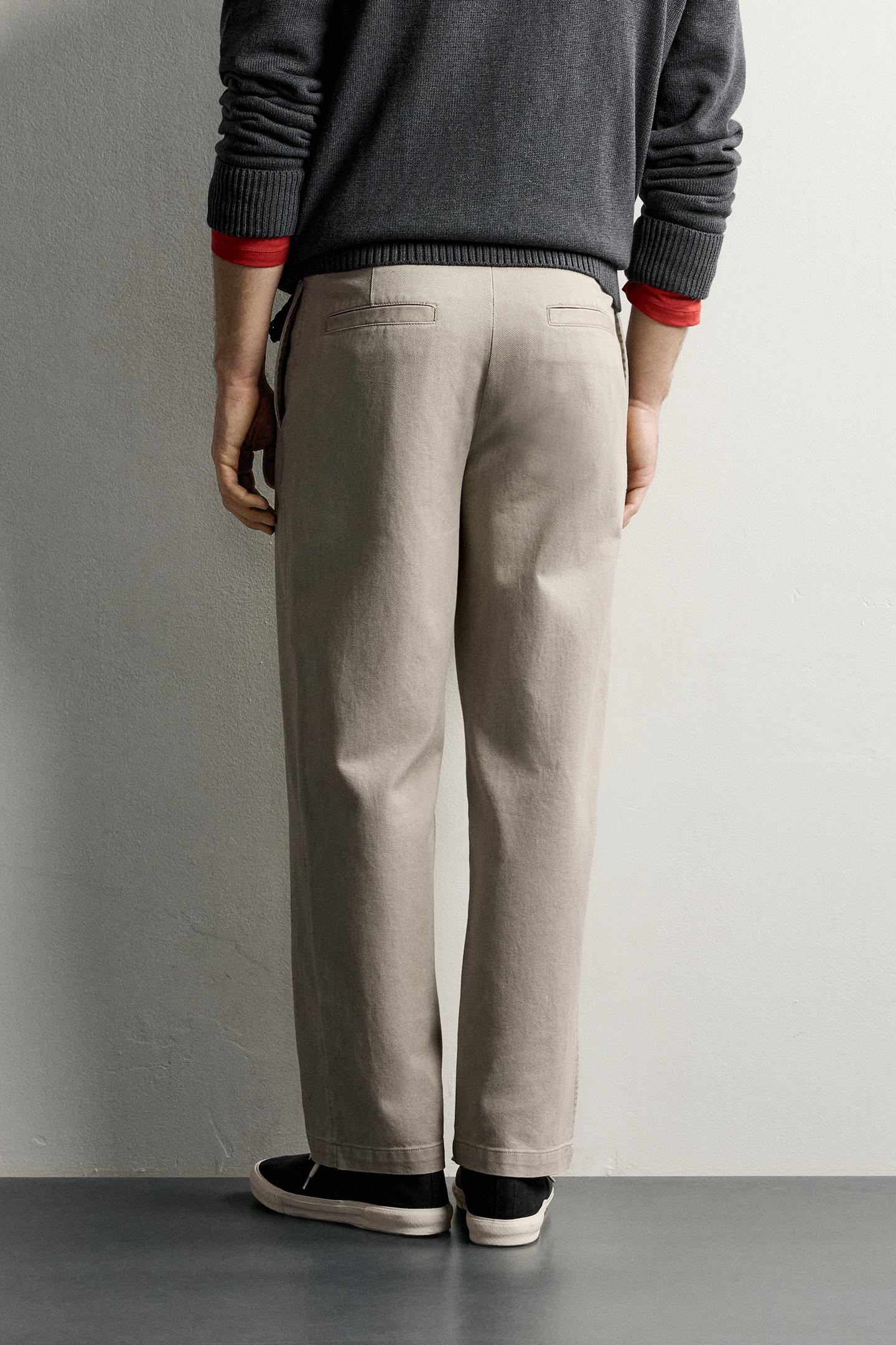 Мужские брюки Zara Straight-Fit Chino, цвет: Серо-бежевый — фото 3