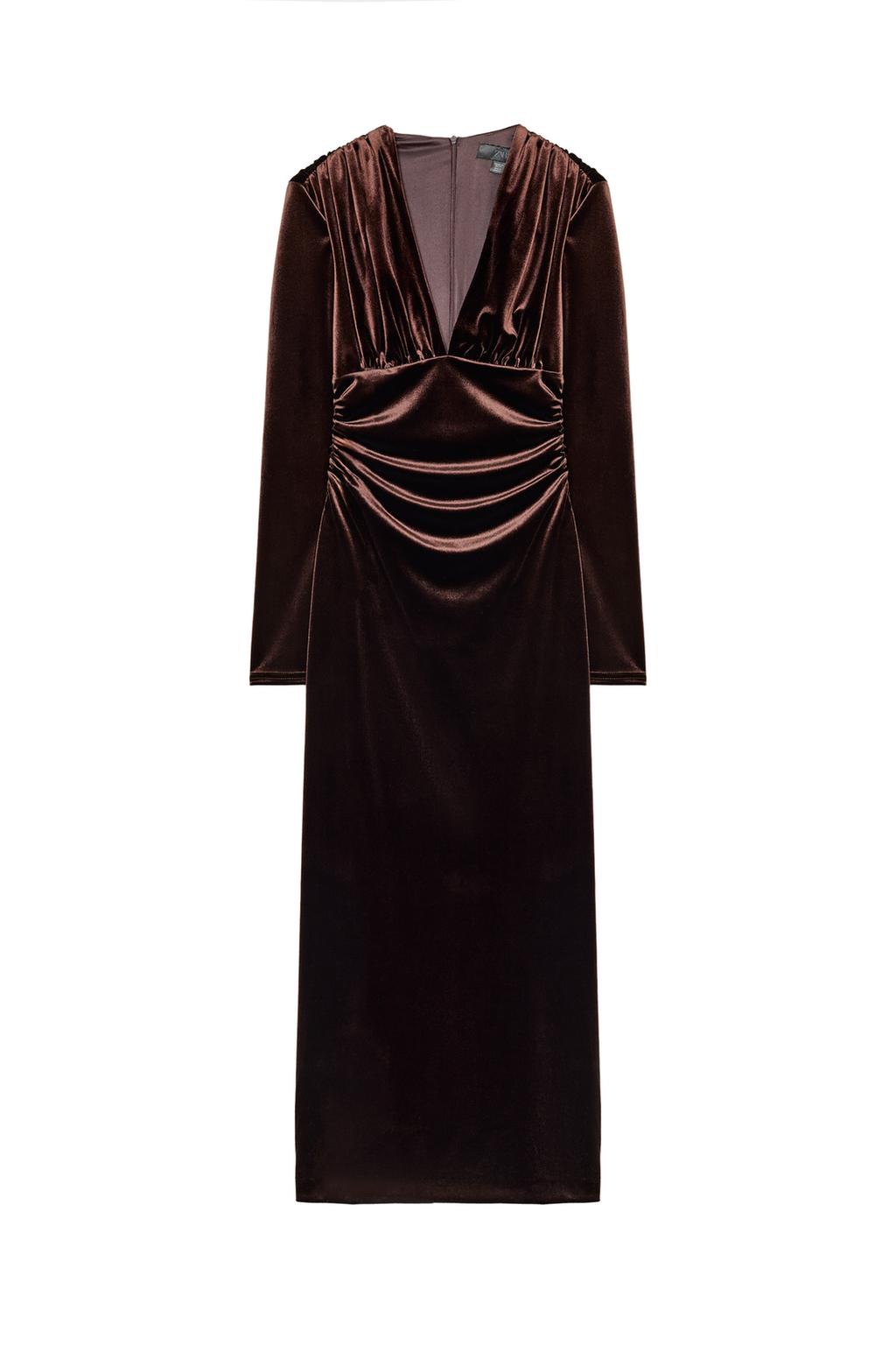 DRAPED VELVET MIDI DRESS - image 3