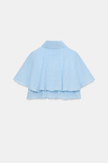 CHEMISE CROP À VOLANTS - Bleu ciel de Zara - Image 5