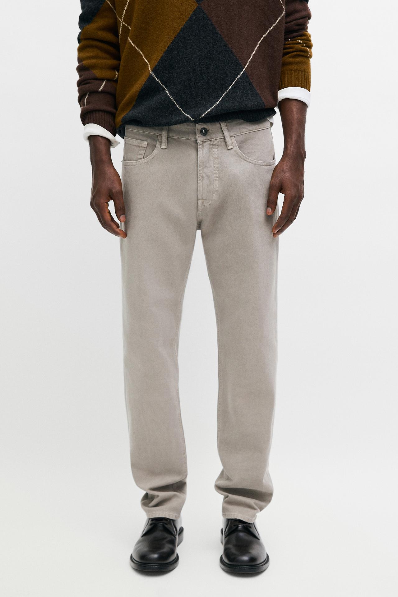 Tapered-fit denim-effect pants — Stone