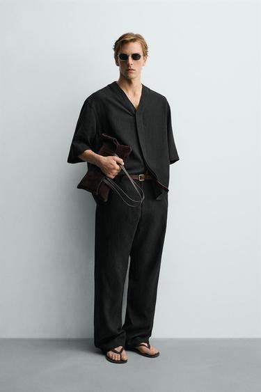 ÁO SƠ MI VISCOSE - HEMP DÁNG RELAXED FIT - Màu đen từ Zara