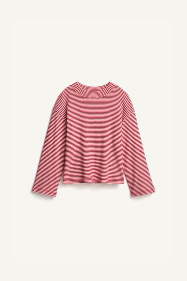 스티치 스트라이프 티셔츠 limited edition - Zara 화이트 / 레드