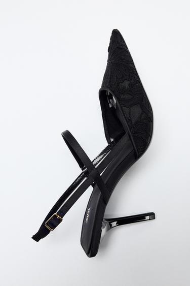 SLINGBACK SHOES WITH ANKLE STRAP - Black by Zara