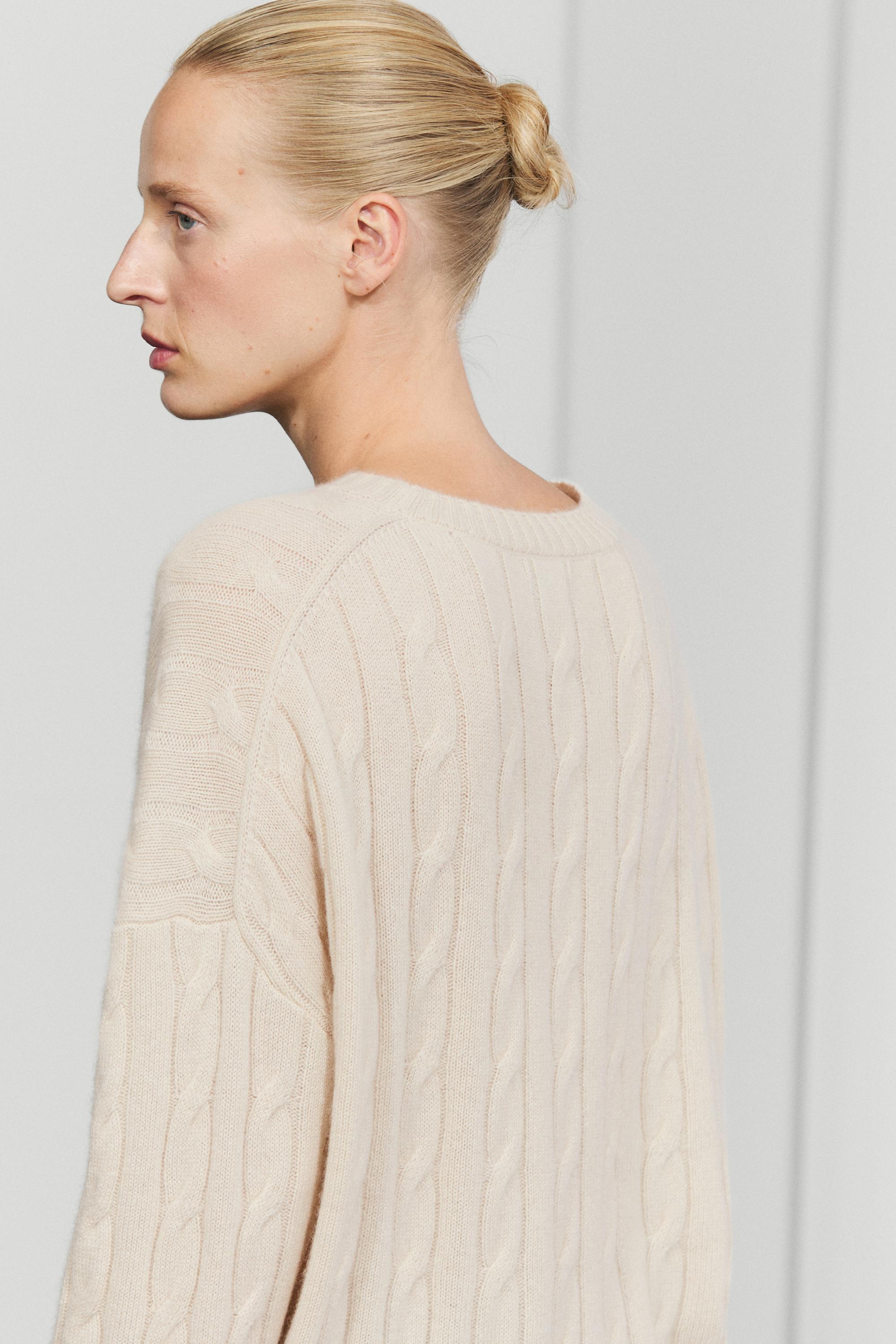 Pull en maille torsadée 100 % cachemire
