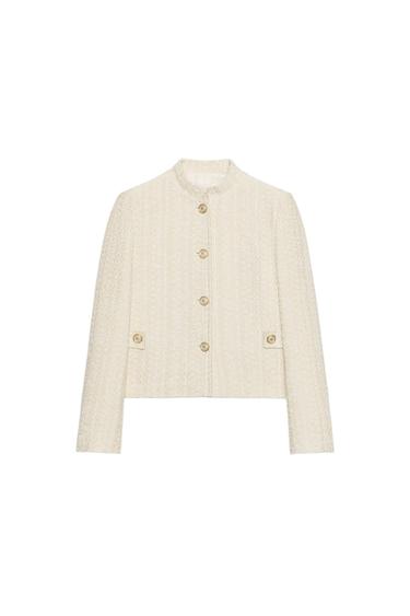 Zara 金屬光澤墊肩紋理西裝外套 - 裸色