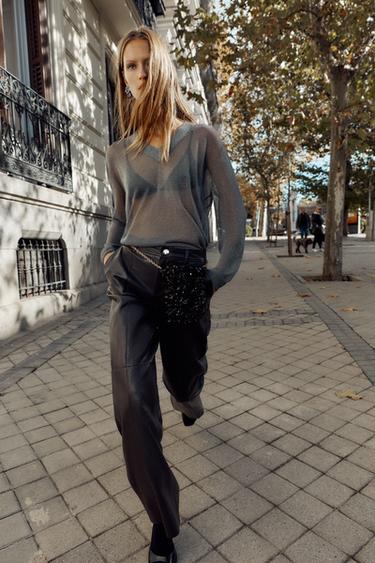 PULL OVERSIZE EN MAILLE À FIL MÉTALLISÉ - Gris de Zara - Image 2