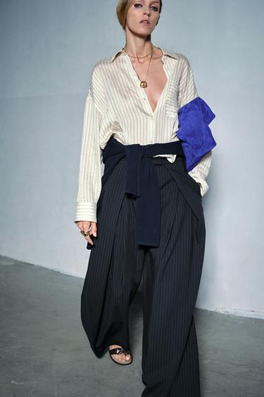 Zara ZW COLLECTION PINSTRIPE PANTS - striped