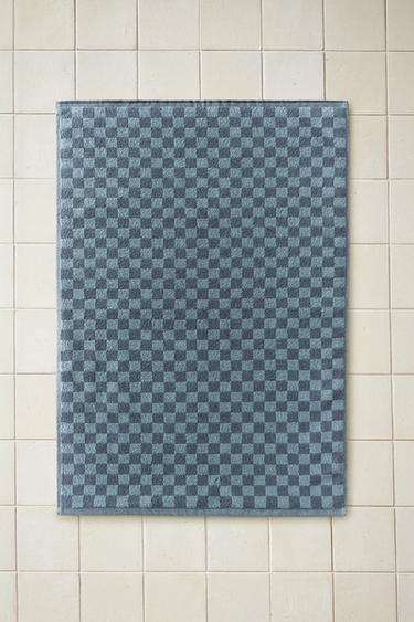 CHEQUERED BATH MAT - Blues by Zara