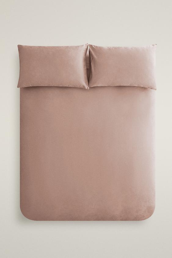 MARBLE JACQUARD SATEEN DUVET COVER - Light pink by Zara - Image 0