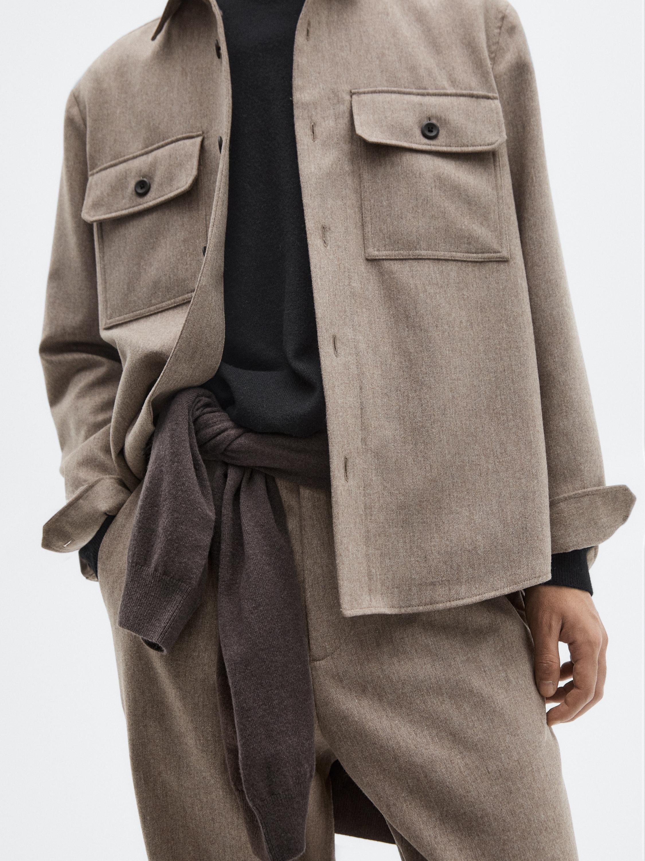 Wool blend overshirt with pockets - LIMITED