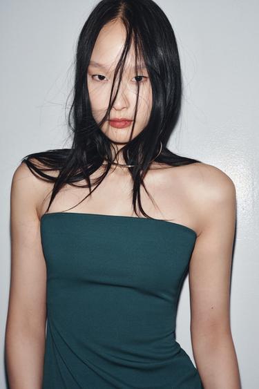 ROBE BUSTIER - Vert de Zara - Image 3