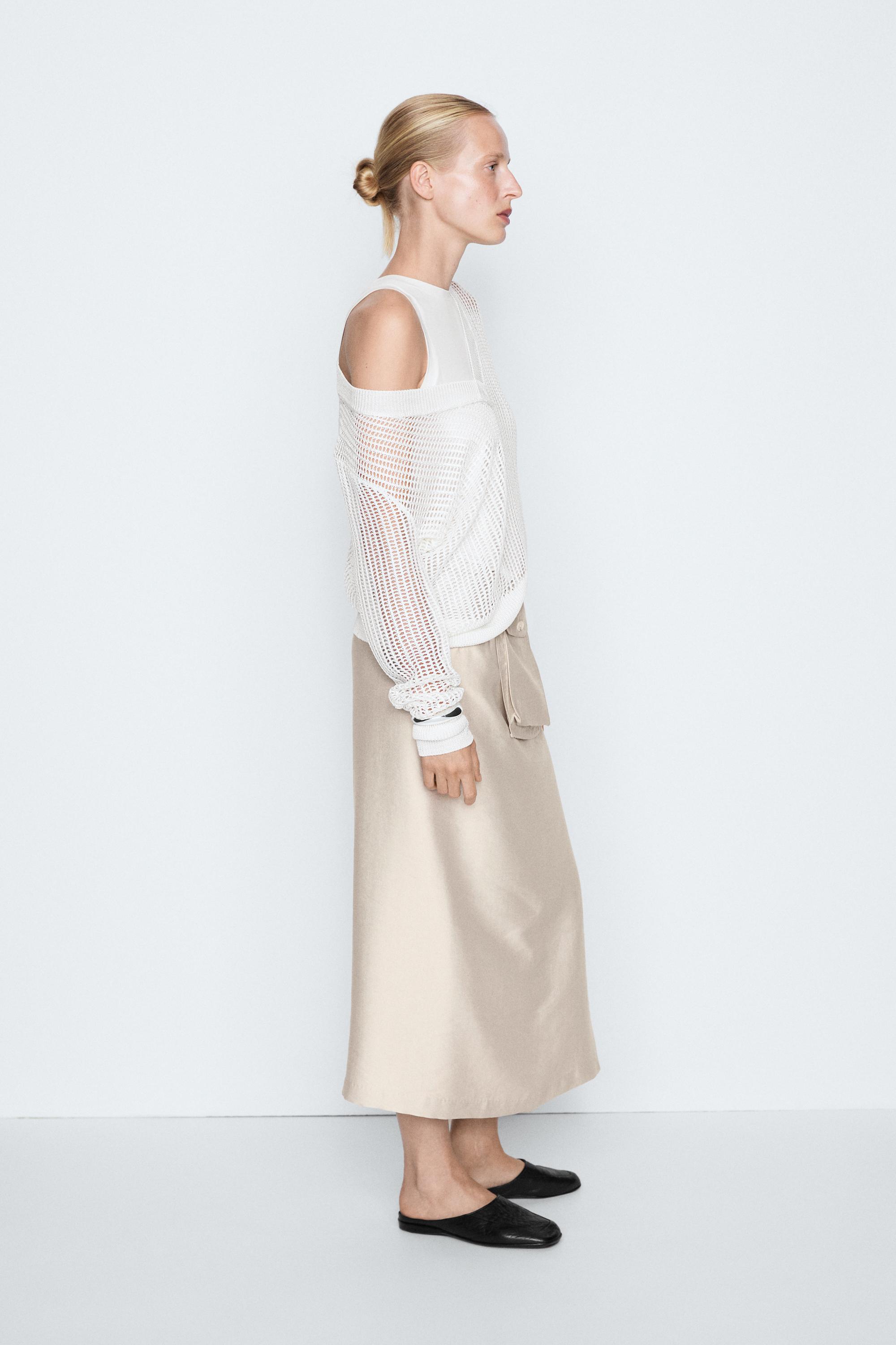 V-neck cutwork sweater - STUDIO — White