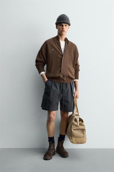 WASHED KNITTED CARDIGAN WITH STRIPES X SR_A - Brown by Zara