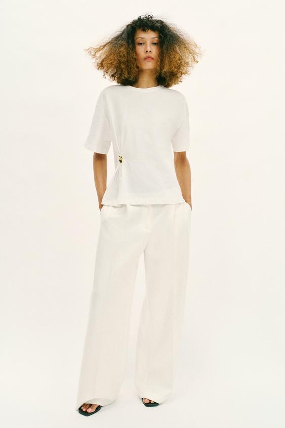 CAMISETA HEAVY COTTON APLIQUE - Blanco roto de Zara - Imagen 0