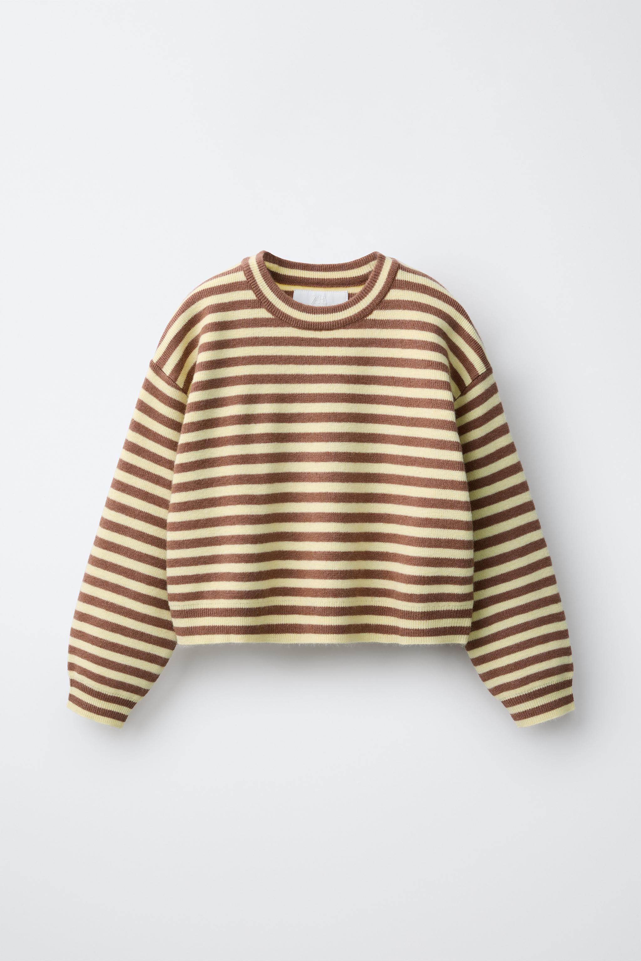 STRIPED KNIT JUMPER — Brown