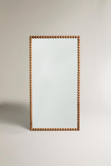 LARGE RECTANGULAR VERTICAL MIRROR WITH WOODEN FRAME - Brown by Zara