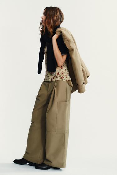 PANTALON CARGO PLIS - Kaki clair de Zara - Image 3