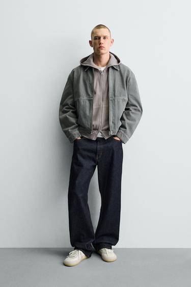 BOXY FIT CONTRAST TOPSTITCH JACKET - Grey green by Zara