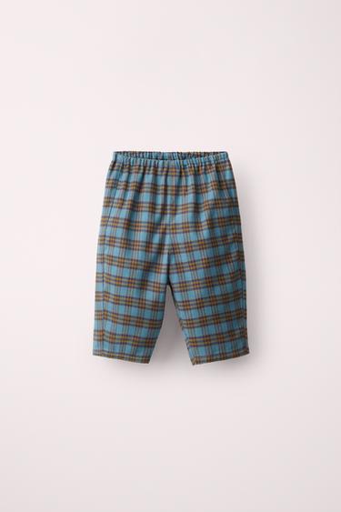 CREATED BY CARAMEL LONDON X ZARA CHECK BAGGY TROUSERS - Blue / Green by Zara