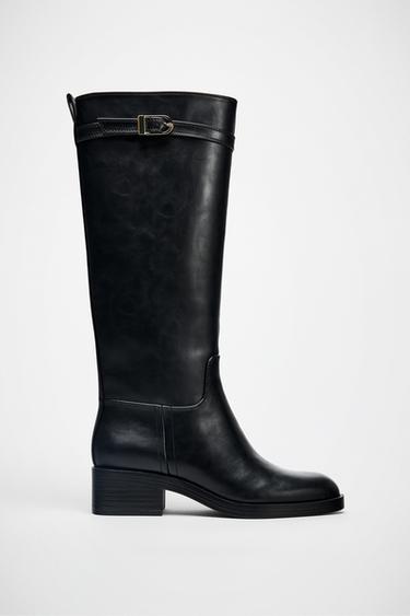 BOTA DE HIPISMO COM FIVELA - Preto da Zara
