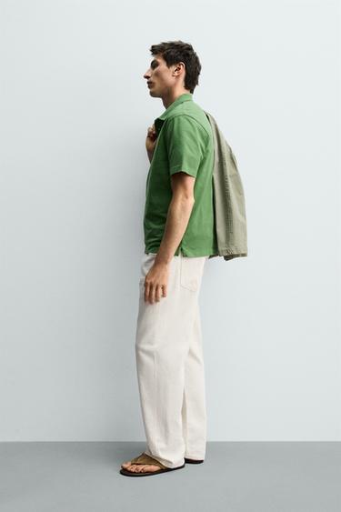 WASHED REGULAR FIT POLO SHIRT - Green by Zara - Image 3