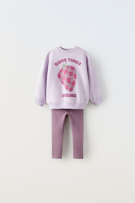 ZARA Kids Pink Purple Knitted Style Soft Ribbed Leggings - Age 4-5 Years  BNWT