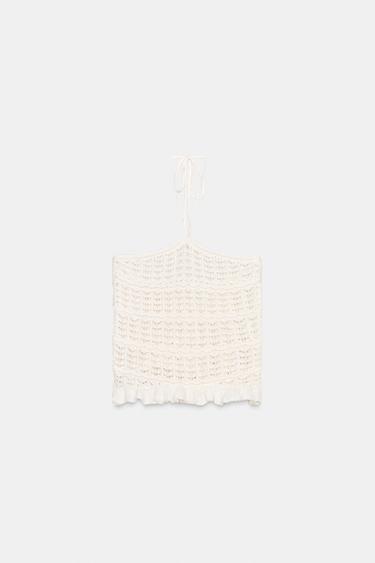 KNIT CROP TOP - Oyster-white by Zara - Image 0
