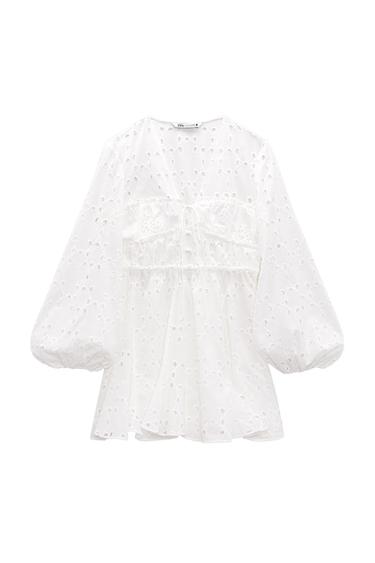 SHORT DRESS WITH CUTWORK EMBROIDERY