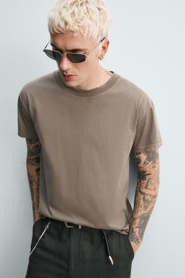 IRREGULAR FINISH T-SHIRT - Stone by Zara - Image 4