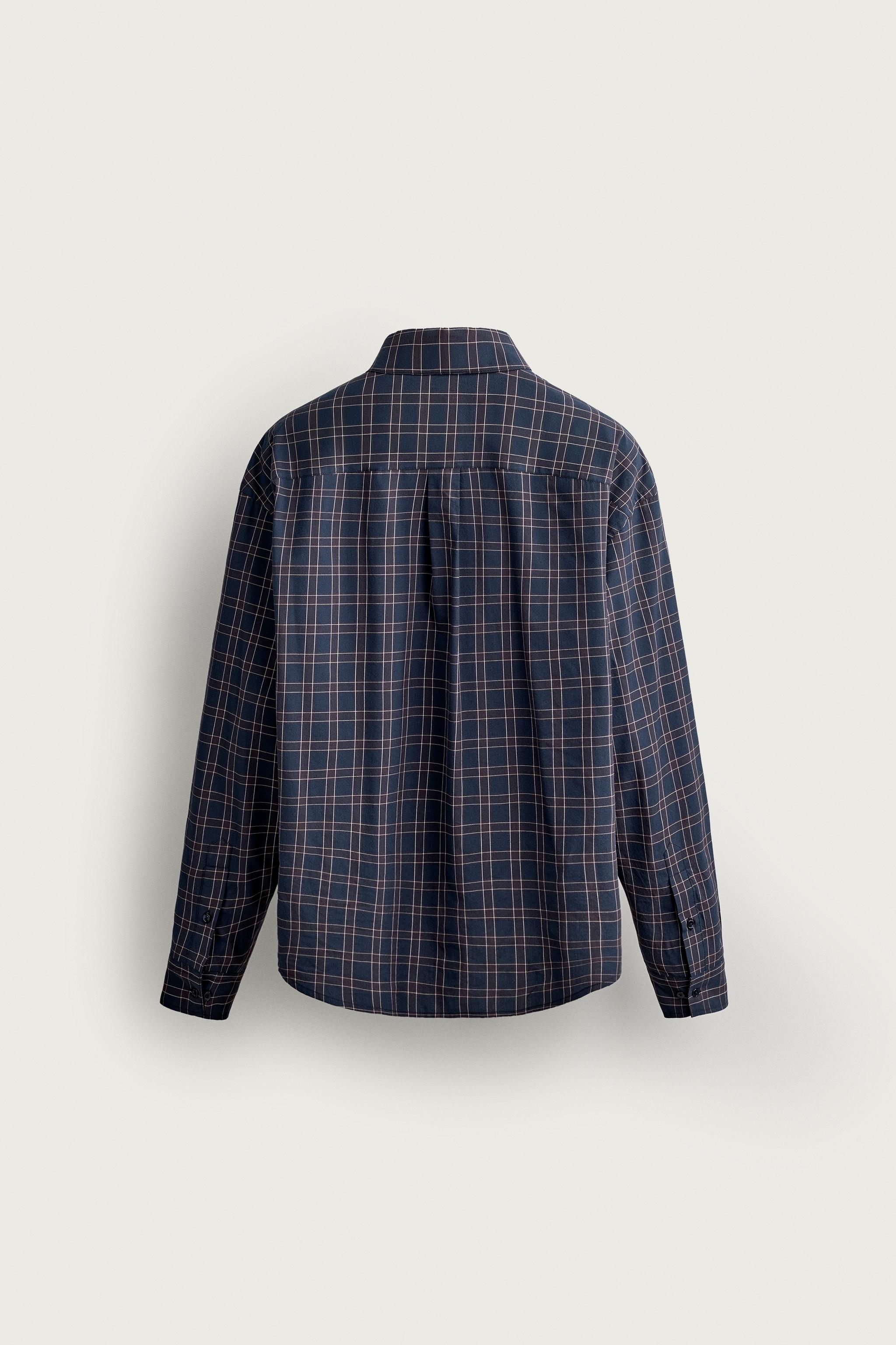 レギュラーフィット チェックシャツ - ネイビーブルー/ホワイト | ZARA