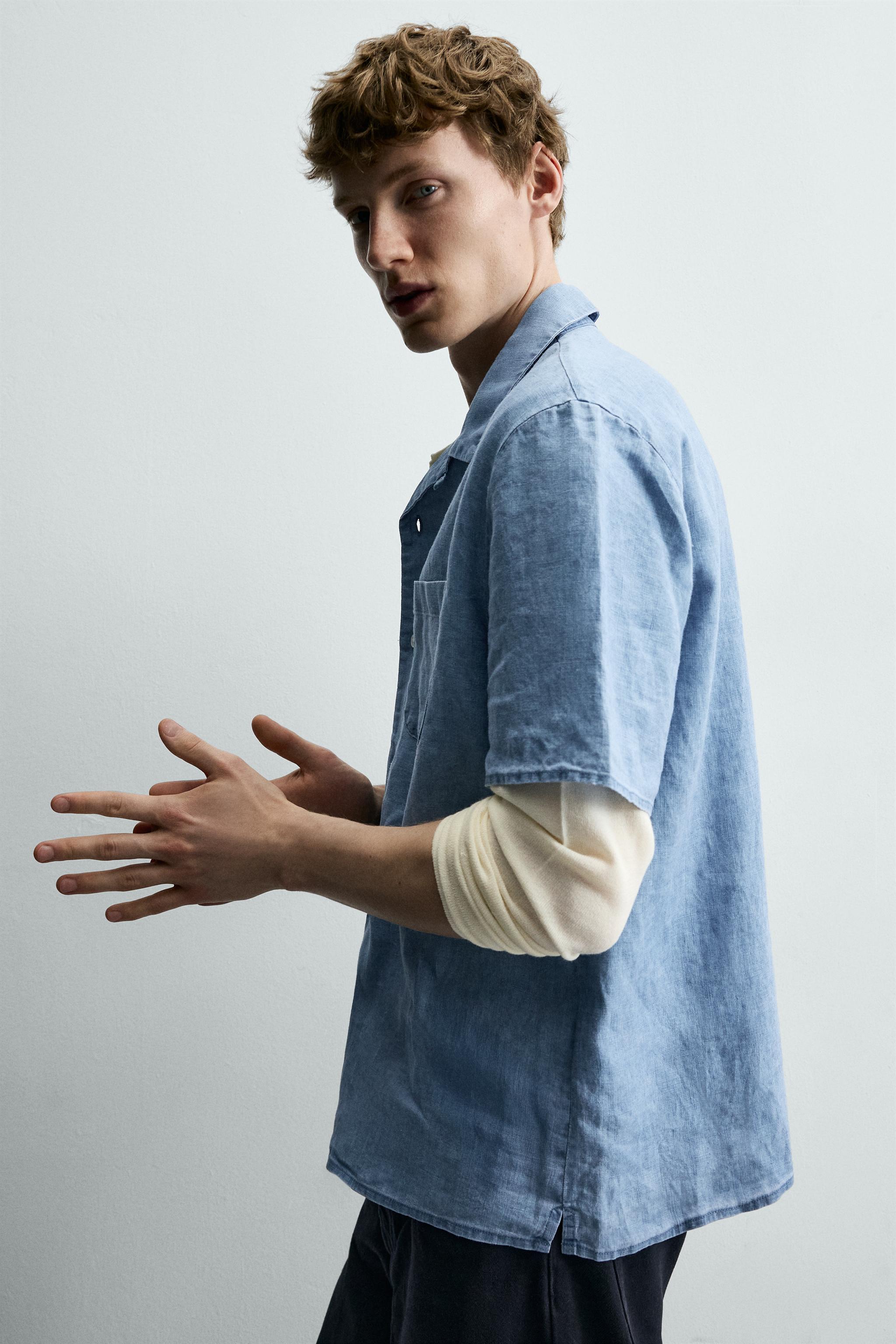 INDIGO 100% LINEN RELAXED FIT SHIRT