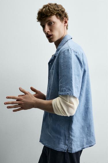 CHEMISE RELAXED FIT 100% LIN INDIGO - Indigo de Zara - Image 5