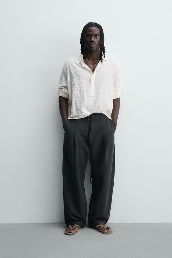 BALLOON FIT PLEATED BELTED PANTS from Zara - $79.90