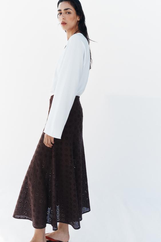 EMBROIDERED EYELET MIDI SKIRT from Zara - $69.90