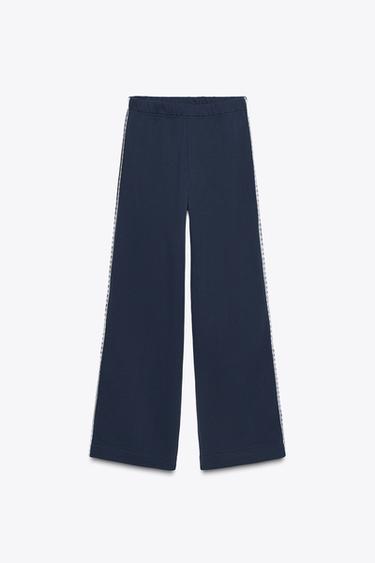 WIDE PLUSH TROUSERS WITH LACE - Navy blue by Zara - Image 0