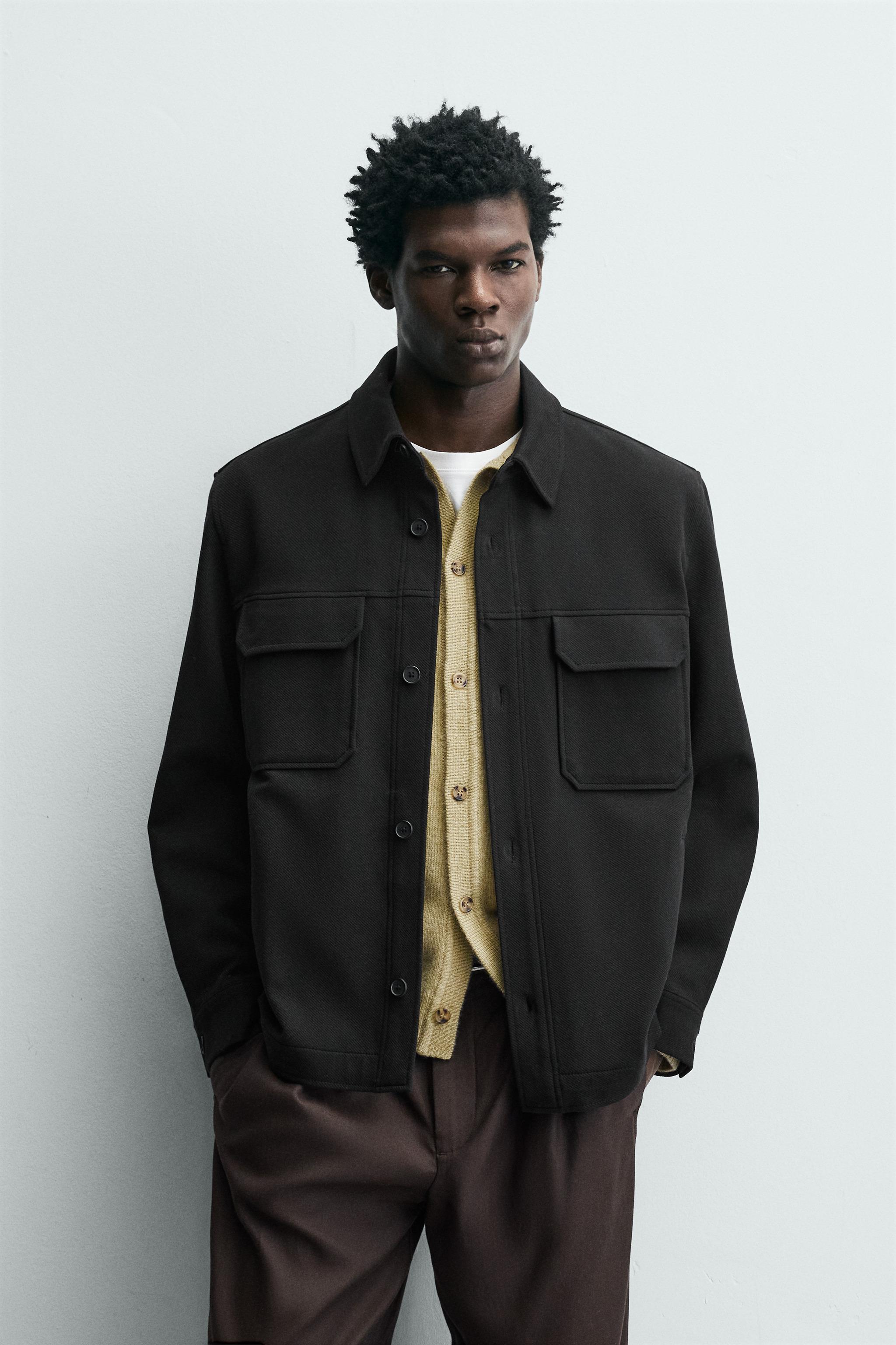 COMFORT TEXTURED OVERSHIRT — Black